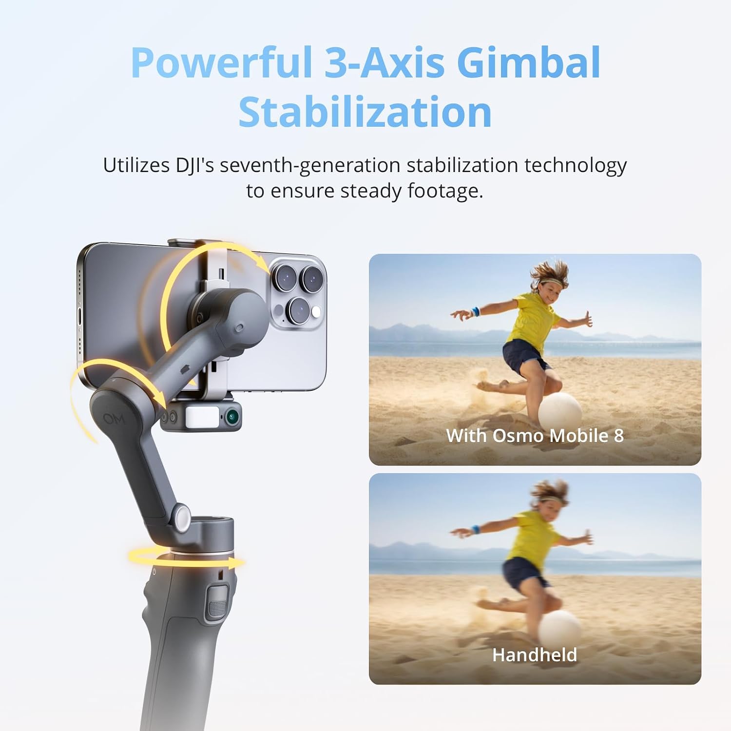 DJI Osmo Mobile 8 Advanced Tracking Combo Gimbal Stabilizer for Phone, AI Native Tracking with Audio & Lighting, 360° Pan Rotation, Built-in Extension Rod & Tripod, 10h Battery, Extension Rod - Image 7