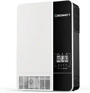 GROWATT 3500W Hybrid Solar Inverter 48V DC to 120V AC Pure Sine Wave Off Grid MPPT Charge Controller for 48V Lithium AGM Battery Home Energy System Support Parallel UL1741 Certified