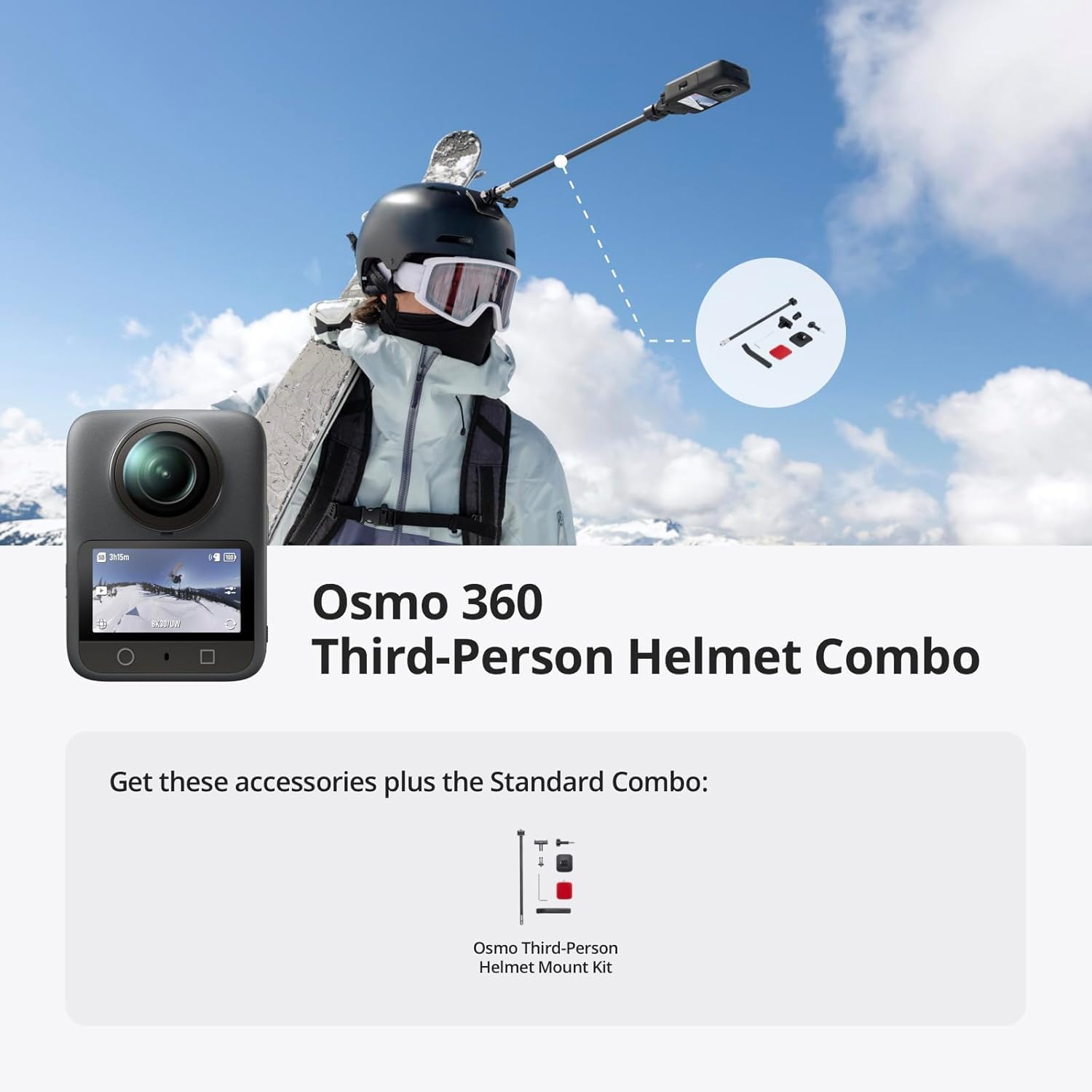 DJI Osmo 360 Third-Person Helmet Combo, 360 Action Camera | 1-Inch 360° Imaging, Native 8K 360° Video, 4K/120fps & 170° Boost Video, Third-Person POV Helmet Mount Kit - Image 9