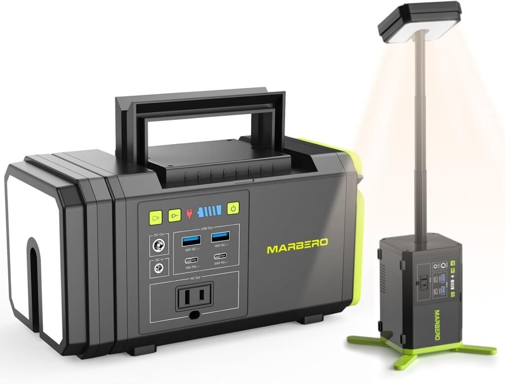 MARBERO Portable Power Station with AC Outlet 100W Solar Generator 88.8Wh | Solar Power Bank with AC Outlet 150W Surge Outdoor Battery Pack with Flashlight for Camping Home Backup Emergency Hunting