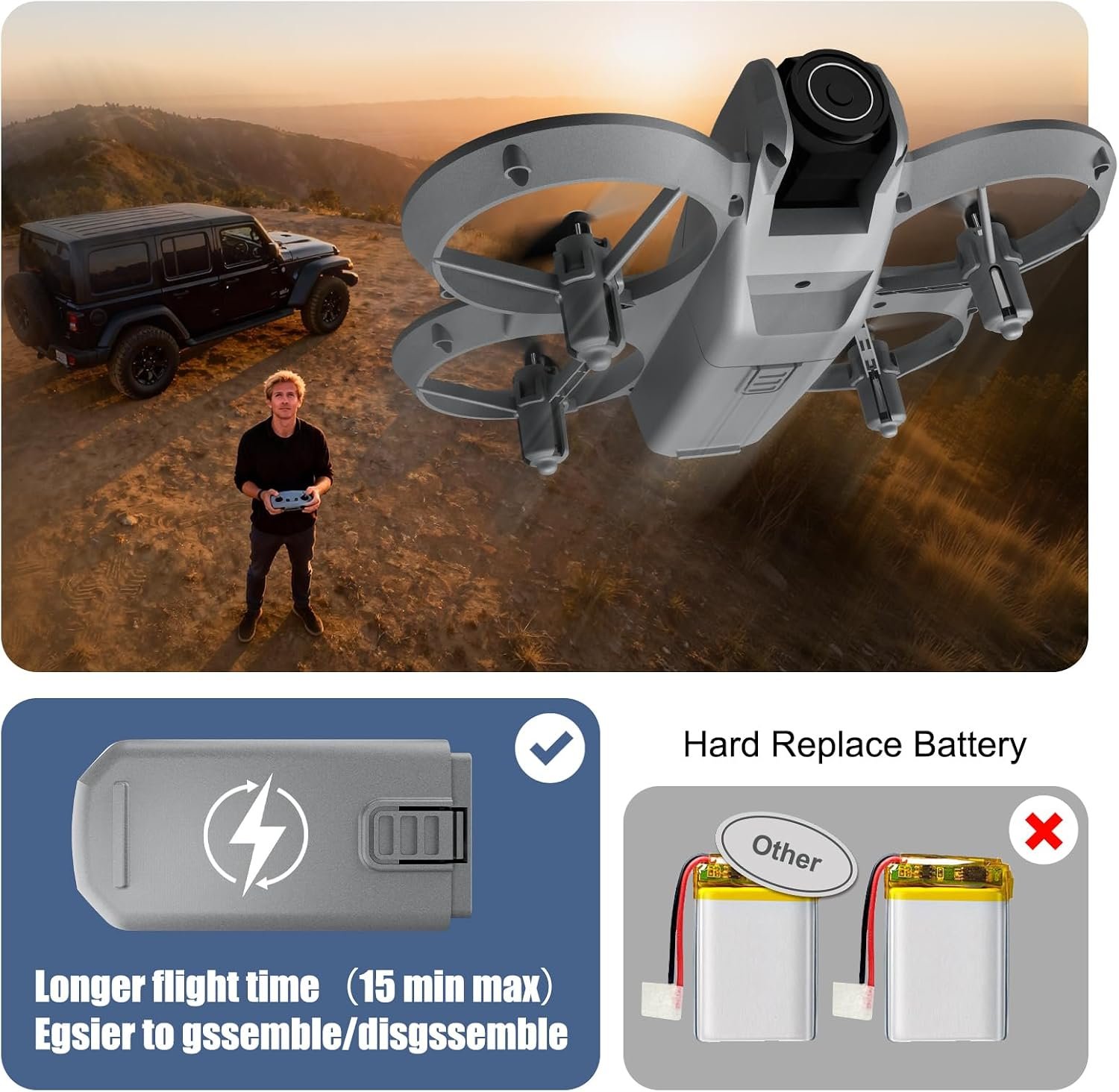Drone with Camera 1080HD, Features One Key Takeoff/Landing, Altitude Hold, Headless Mode, 3D Flips, Trajectory Flight,3 Speed Modes, Easy to Fly for Beginners - Image 6