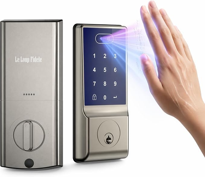 LeLoupFidele AD101 Smart Lock, Palm Vein Keyless Entry Door Lock,7-in-1 Unlocking,Contactless Unlocking, Compatible with Alexa, Easy Installation for Front Door