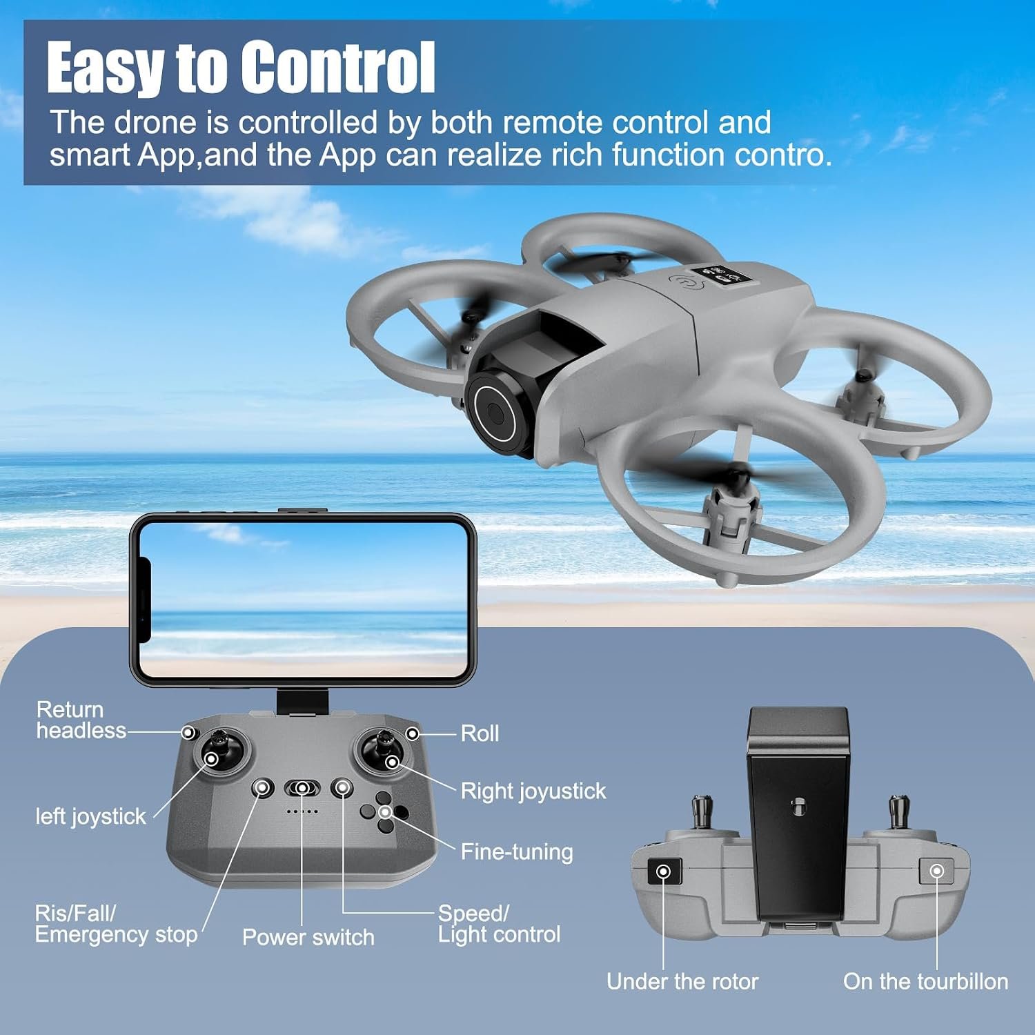 Drone with Camera 1080HD, Features One Key Takeoff/Landing, Altitude Hold, Headless Mode, 3D Flips, Trajectory Flight,3 Speed Modes, Easy to Fly for Beginners - Image 7