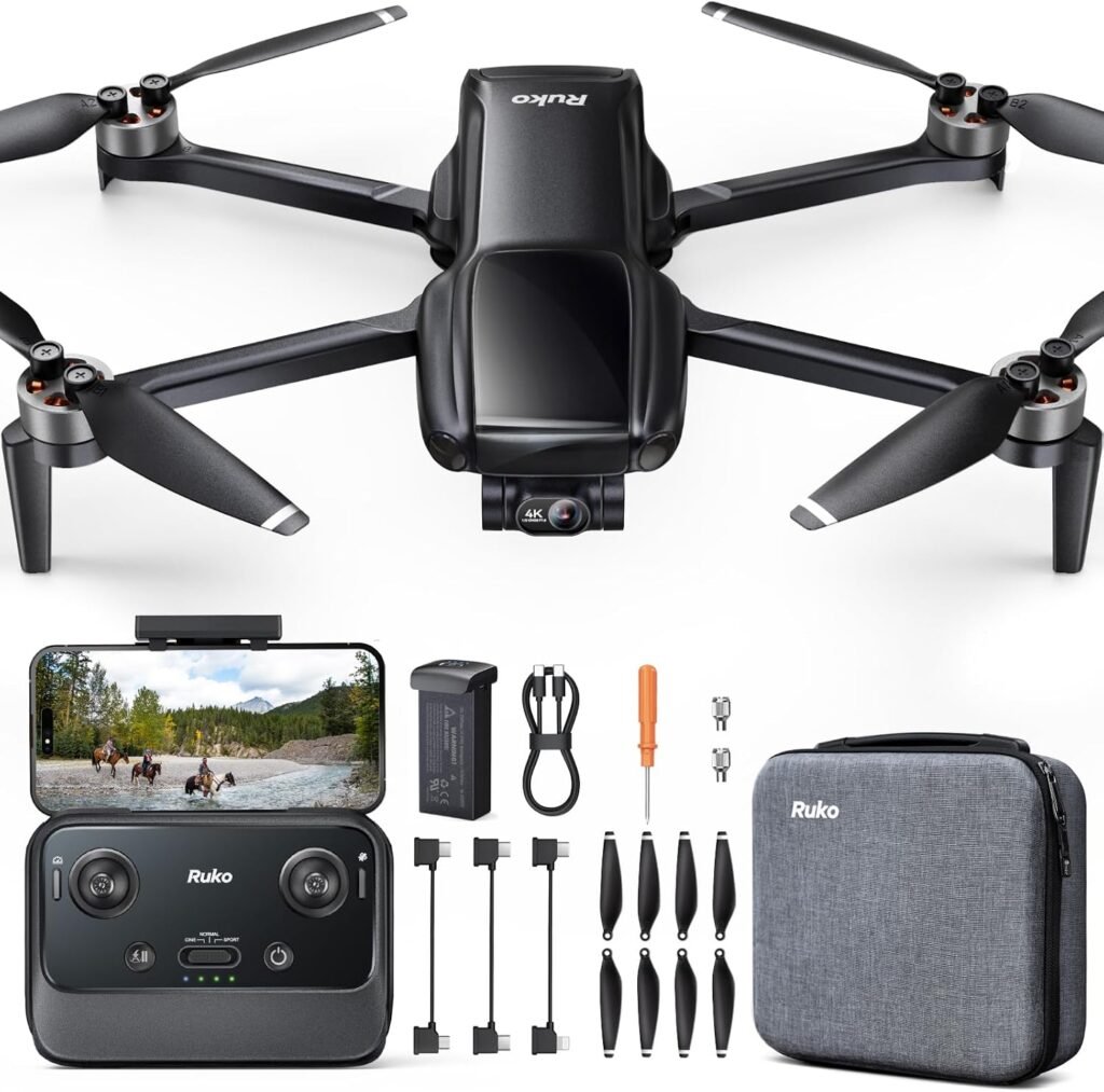 Ruko U11MINI 4K Drones with Camera for Adults 4K Video, 8K Photo, GPS Drone with 3-Axis Gimbal, Under 249g FAA Exempt Mini Quadcopter for Beginner, Auto Return (96-Min Flight)