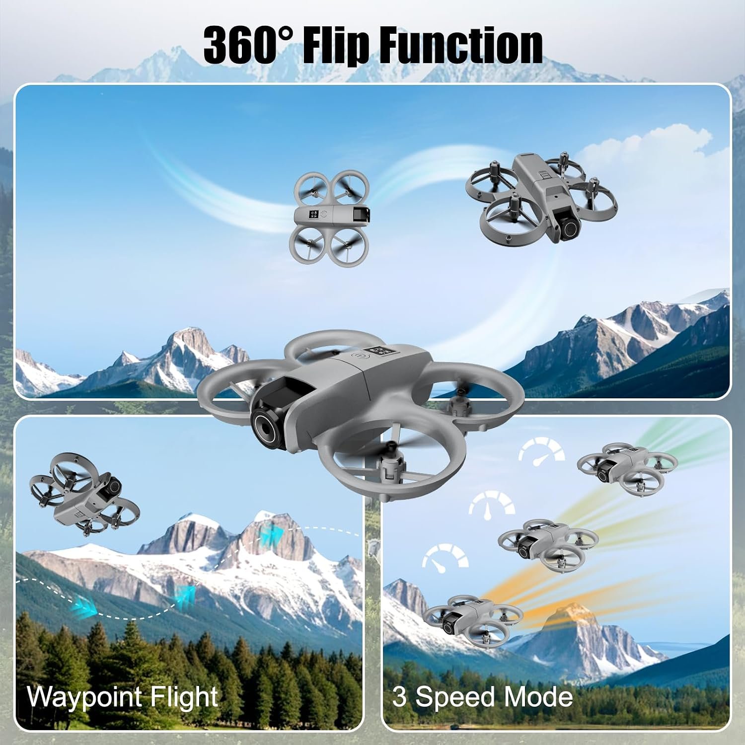 Drone with Camera 1080HD, Features One Key Takeoff/Landing, Altitude Hold, Headless Mode, 3D Flips, Trajectory Flight,3 Speed Modes, Easy to Fly for Beginners - Image 4
