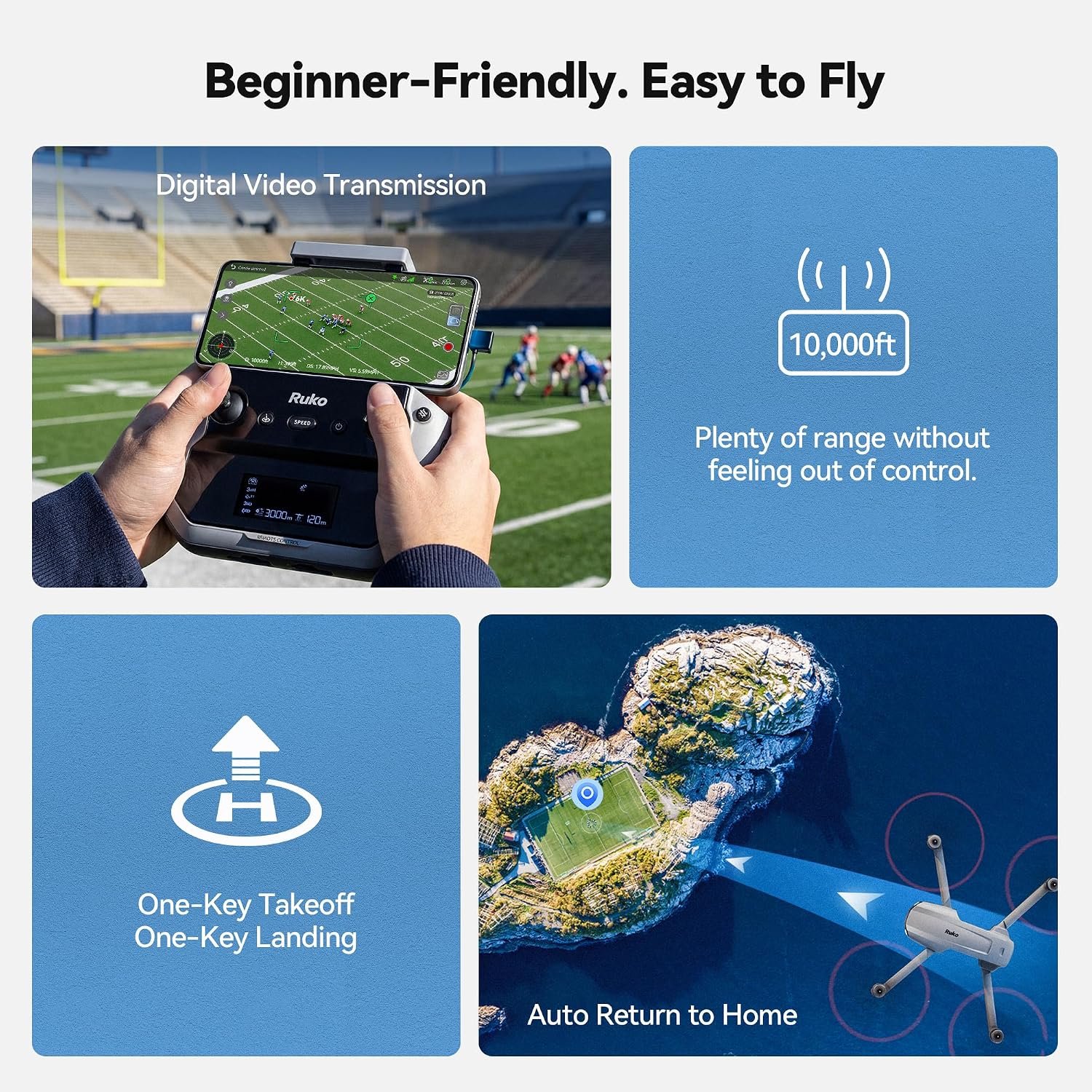 Ruko F11PRO 2 Drone with 6K Camera for Adults, 3-Axis Gimbal Stabilizer, 2 Batteries for 70-Min Flight Time, Long-Range Transmission, Auto Return & Beginner-Friendly, Ideal Tech Gift - Image 5
