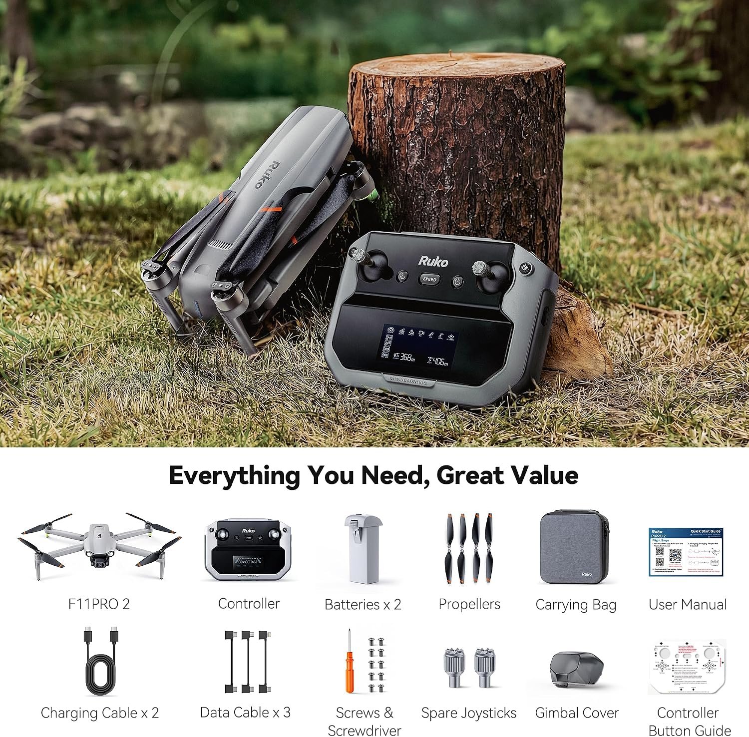 Ruko F11PRO 2 Drone with 6K Camera for Adults, 3-Axis Gimbal Stabilizer, 2 Batteries for 70-Min Flight Time, Long-Range Transmission, Auto Return & Beginner-Friendly, Ideal Tech Gift - Image 7